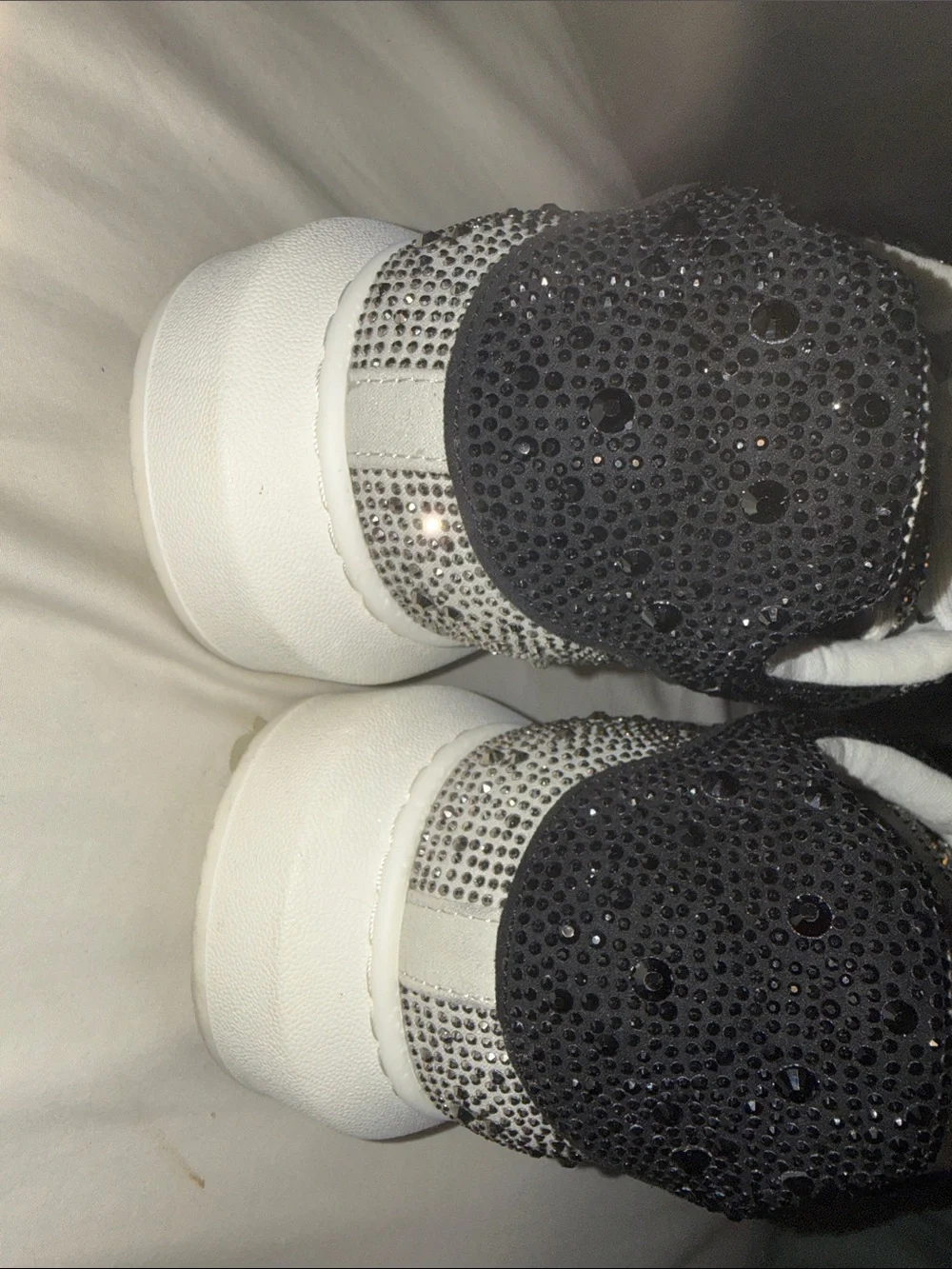 Steve Madden White and Silver Crystal-Embellished Men's Sneakers